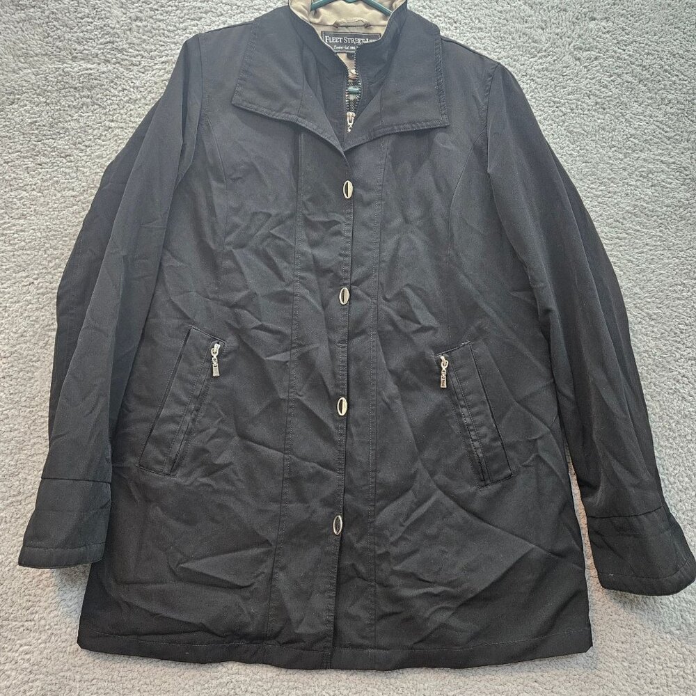 Fleet Street Ltd Womens Black Coat Lined full zip Front With Pockets Size S